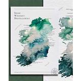 Watercolour Irish Distillery Map 29,7x42 cm Plakat A3