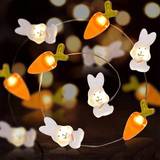 SHEIN 1pc Easter Copper Wire String Light Decoration With Rabbit & Carrot Shape, 1m/2m, 20/30 Led