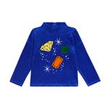 Mini Rodini Jewels appliquÃ© velour sweater - blue - Y 5-7