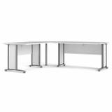 Tvilum Prima Komb. hjørneskrivebord - 200x230 cm - Hvid & Metal
