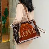 Transparent Shoulder Bag, Trendy Pvc Tote Bag, Summer Large Capacity Handbag With Drawstring Inner Bag