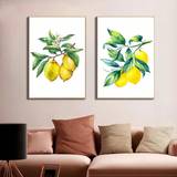 SHEIN 2pcs Canvas Lemon Bonsai Poster Art For Kitchen Decoration Lemon Print In Flowerpot Picture For Office And Home Decoration No Frame