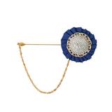 Dolce & Gabbana Gold Brass Crystal Men Brooch Lapel Pin - Blue, Blå, Color_Blå, Dolce & Gabbana, Fabric, Herre, Material: Brass, new-with-tags, Other - Men - Jewelry, Smykker - ONESIZE
