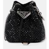 Prada Mini embellished satin bucket bag - black - One size fits all