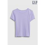 Gap Purple Floral Print Pointelle Short Sleeve Crew Neck Top (4-13yrs)