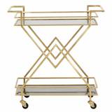 Nordal TROLLEY roller table in iron - 44x76 cm - gold/black glass