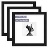 SHEIN 1/2/3PCS 8x8 Inches Square Picture Frames (Display Photos 4x4 With Mat Or 8x8 Without Mat), Elegant Black Picture Frames, Timeless Style For Modern De