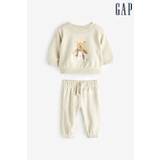 Gap Beige Cotton Brannan Bear Crew Neck Baby Sweater and Jogger Set (Newborn-24mths)