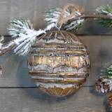 Rustik Julekugle træ med guld 8 cm