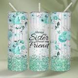 SHEIN 1pc, Always My Sister Forever My Friend Tumbler With Lid And Straw, 20oz Stainless Steel Straight Water Bottle, Insulated Water Cups, Summer Winter Dr