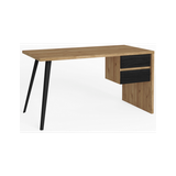 Rio skrivebord i metal og møbelplade B136,3 cm - Natur/Sort træeffekt