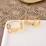 SHEIN 6pcs Gold Plated Letter Napkin Rings, Metal Napkin Holders For Wedding Party Banquet Dinner Decorations