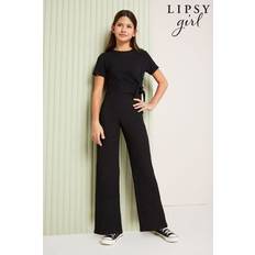Lipsy Black Tie Side Crinkle Texture Jersey Jumpsuit (5-16yrs)
