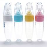 Silicone Baby Feeding Spoon Silicone Food Additive Bottle of rice paste for children - White