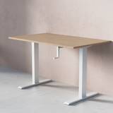 ACT Hæve- sænkebord med håndsving, Størrelse 120x70 cm, Bordplade Eg, Stativ Hvid