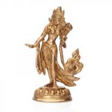 Dansende Tara Statue i messing - 13 cm.