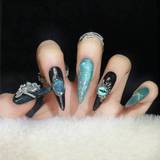 SHEIN 10pcs Handmade Artistic Spider Web Silver Ocean Style Ins Inspired Nail