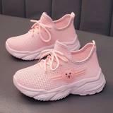 Girl's Solid Lace Up Sneakers For Sports/outdoor, Cartoon Animal Print Shoes For Spring Fall