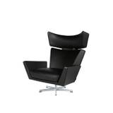 Oksen Lænestol af Arne Jacobsen (Grace læder (sort), Base i børstet aluminium)