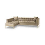 Karoo venstrevendt chaiselong sofa i metal og velour B270 x D185 cm - Guld/Cappucino