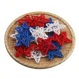 SHEIN 6pcs 4th Of July Star Rattan Decoration, Red Blue White Stars For 4th Of July Independence Day Home Decor DIY Craft Vase Bowl Filler Table Decoration