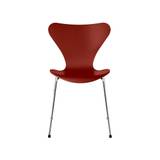 3107 stol, lakeret venetian red/krom stel af Arne Jacobsen