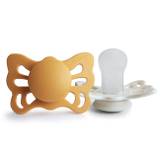 FRIGG Butterfly - Anatomical Silicone 2-pack Pacifiers - Honey Gold/Cream - 0-6 MDR
