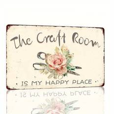 1pc, "the Craft Room Is My Happy Place" Classic Metal Sign, Classic Plaque Decor, Hanging Plaque, Wall/room/home/restaurant/bar/cafe/door/courtyard/garage Decor