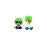 Neon afroparyk med briller, Grøn