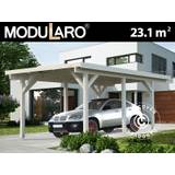 Carport i træ, 3,6x7,62x2,32m, 23,1m², Natur KUN 2 STK. TILBAGE