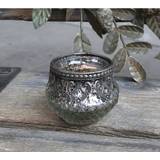Fyrfadsstage i sølv med dekorkant – Chic Antique