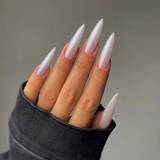 SHEIN 24pcs Elegant And Artistic False Nails With Pointed Shape And Long Length, Suitable For Casual Wear, Parties, Dance Shows And Daily Use, Comes With Je
