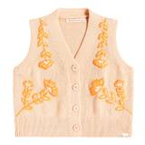 Tinycottons Flowers embroidered cotton sweater vest - orange - 128
