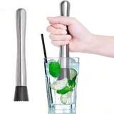 SHEIN Kitchen Bar Drink Muddler For Cocktails- 8inch Long 1pc 304 Stainless Steel Fruit Crusher - Bar Tools For Home For Making Mojito Mix And Other Fruit D