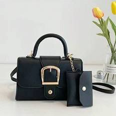 Mini Fashion Crossbody Bag Solid Color Shoulder Bag Women Casual Tote Bag And Wallet - Black