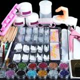 Akryl Negle Kit Akryl Pulver Med Alt Professionelt Til Begynder Glitter Powder Falske Negle