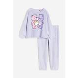 H&M Natsæt I Fleece Lyslilla/care Bears, Pyjamas. Farve: Light purple/care bears størrelse 110/116
