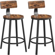 Sæt x 2 barstole / køkkenstole med metalramme, industrielt look, vintage brun og sort