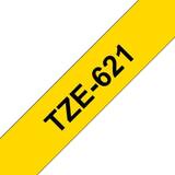 BROTHER TZe 621 Kompatibel tape 9mm, Sort tekst på Gul 8M