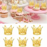 SHEIN 6pcs Mini Crown Cake Topper, Mini Crown For Flower Arrangements Bouquets, Small Tiara Crown Birthday Cupcake Topper For Kids Princess Baby Shower Birt