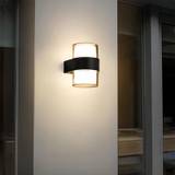 Sort op/ned LED væglampe - 9W, rund, IP65 udendørs, 230V, inkl. lyskilde - Dæmpbar : Ikke dæmpbar, Kulør : Varm