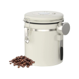 Lufttæt Kaffedåse i Rustfrit Stål med Ske - Hvid