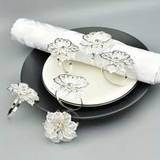 SHEIN 4pcs Flower Napkin Ring, Napkin Buckle, Exquisite Napkin Holder, Suitable For Birthday, Farmhouse, Wedding, Thanksgiving, Easter, Banquet, Buffet Tabl