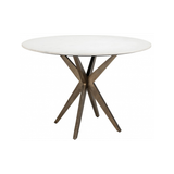 Maisy rundt spisebord i stål og marmor Ø115 cm - Antik messing/Hvid marmor