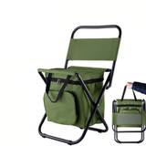 SHEIN 1pc Portable Outdoor Folding Chair With Ice Pack Insulation, Camping Fishing Stool, Picnic Barbecue Camping Outdoor Folding Chair Suitable For Outdoor