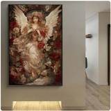 SHEIN 1pcs Vintage Time Angel Canvas Print Victorian Flowers Angel Harmony Posters Painting Mythology Art Living Room Home Decor No Frame