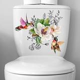 fugle blomster toiletsædelåg klistermærker selvklæbende badeværelse wallsticker blomster fugle sommerfugl toiletsæde mærkater gør det selv aftageligt vandtæt toiletklistermærke til badeværelse Lightinthebox