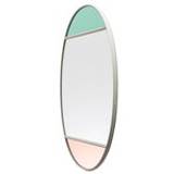 Vitrail mirror, 50 x 60 cm, oval, light grey