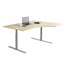 Fast buet skrivebord, Størrelse 160x120 cm, Understel Sølv, Farve Birk