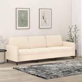 3-personers sofa 210 cm fløjl cremefarvet